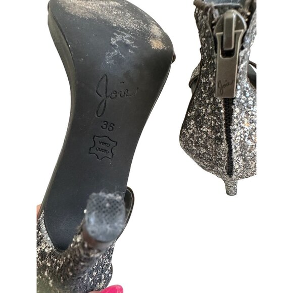 JOIE Pewter Silver Metallic Glitter Dress Heels Size 36 - Picture 7 of 7